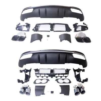 Rear Bumper Diffuser Lip and Exhaust Muffler Tips Kit for Mercedes-Benz GLE Class V167 GLS Class X167 GLE53 GLS63 Style Upgrade