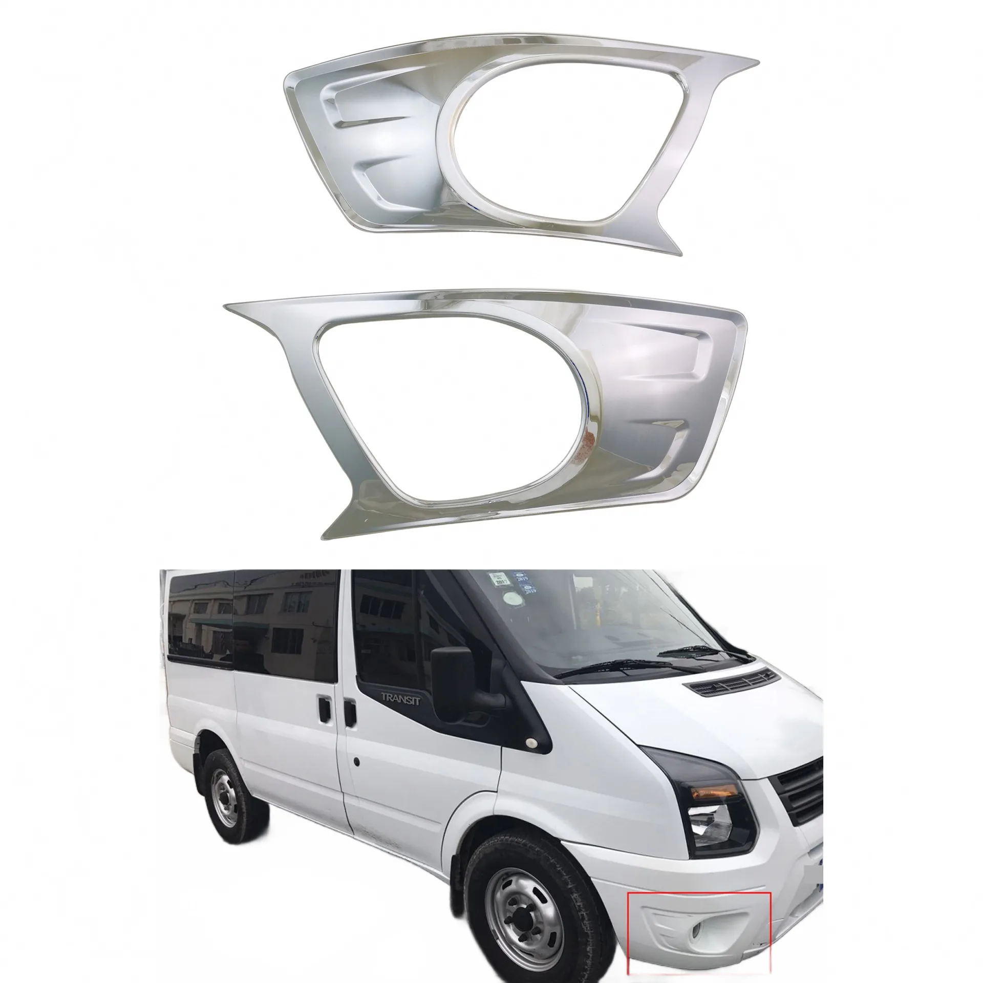 Chrome Fog Light Cover Trim for Ford Transit V348 Pro Exterior Decorative Frames