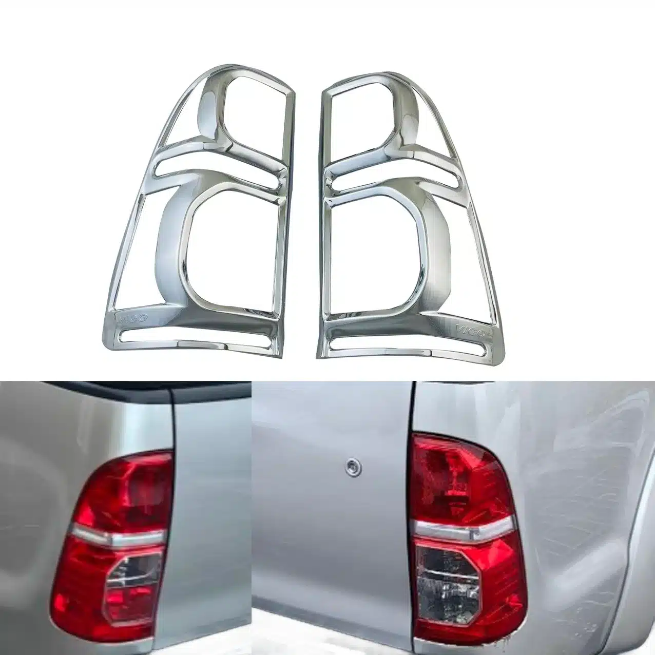 Rear Tail Light Guard Trim Cover Triple Chrome Plated Frame for Toyota Hilux Vigo 2002-2014