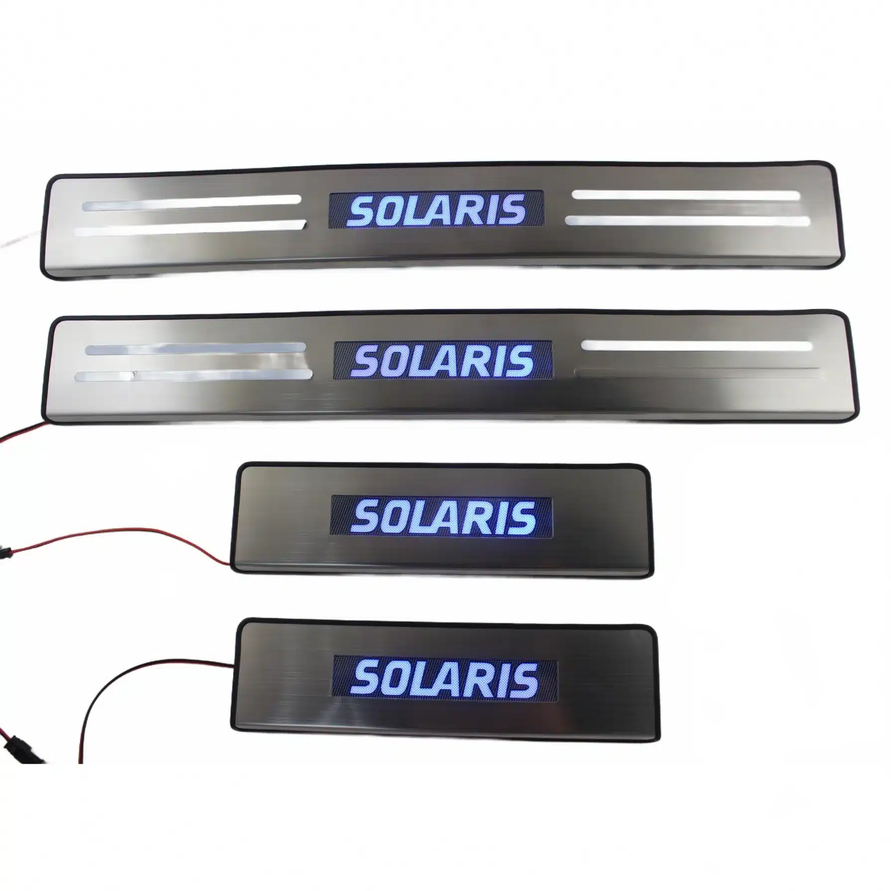 LED Door Sill Scuff Plates Stainless Steel Guard Protectors for Hyundai Solaris Blue Light