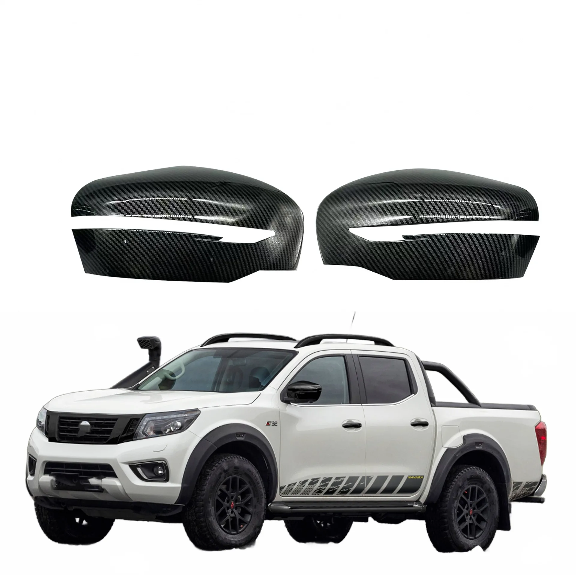 Rearview Side Mirror Covers Carbon Fiber Style for Nissan Navara NP300 Frontier Qashqai 2014-2020
