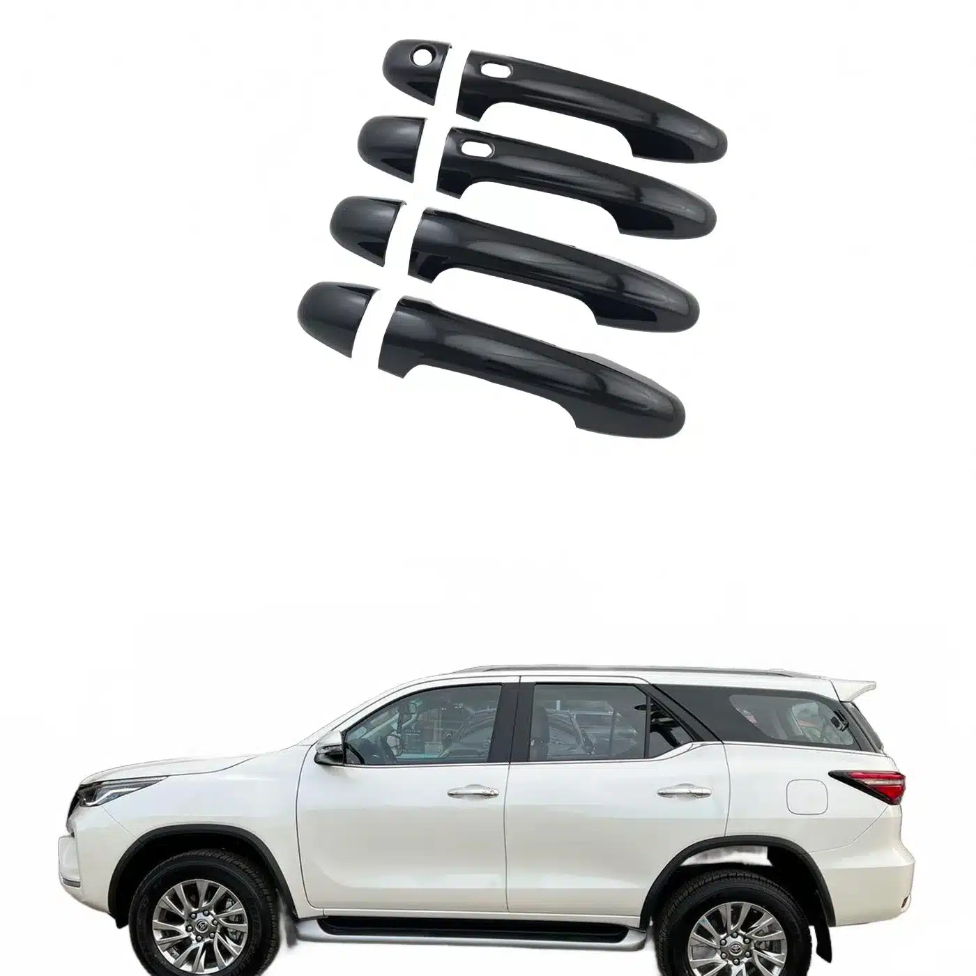Gloss Black Exterior Door Handle Cover Trim for Toyota Revo Fortuner Innova 2016-2022
