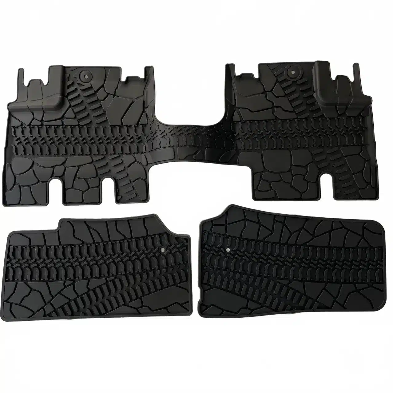 All-Weather TPE Floor Mats Set for 2007-2013 Jeep Wrangler JK, Custom Fit 3-Piece Black