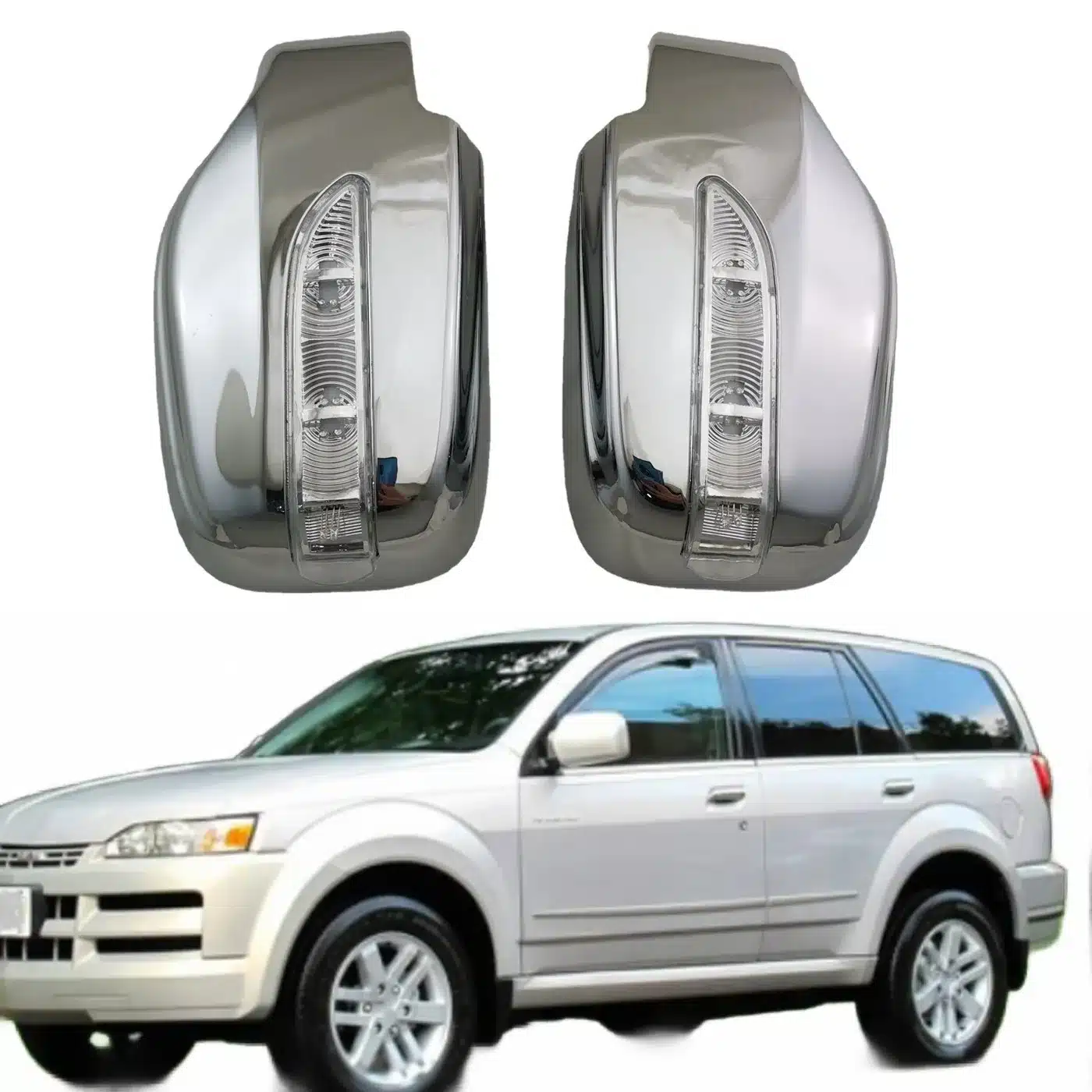 Side Mirror Cover with LED Light for Isuzu Crosswind 2002-2015 Chrome Finish Rearview Mirror Protector