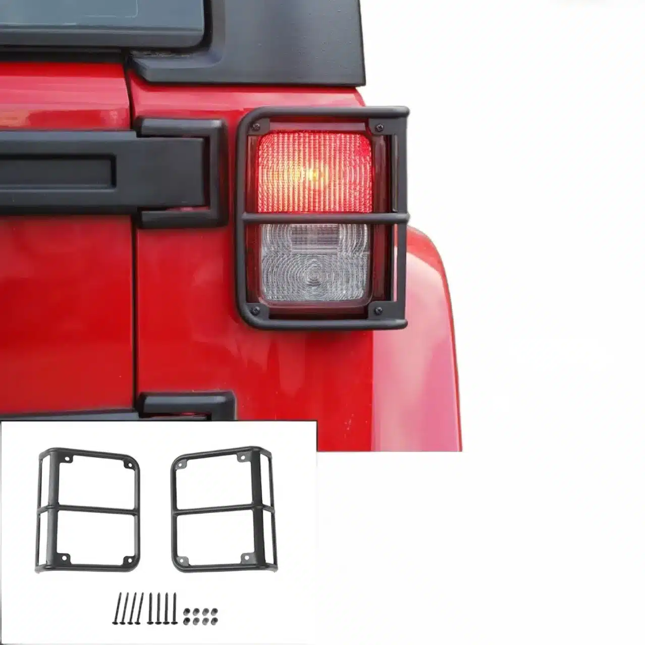 Rear Taillight Guards Aluminum Alloy Protective Covers for 2007-2017 Jeep Wrangler JK Unlimited, Matte Black, Pair