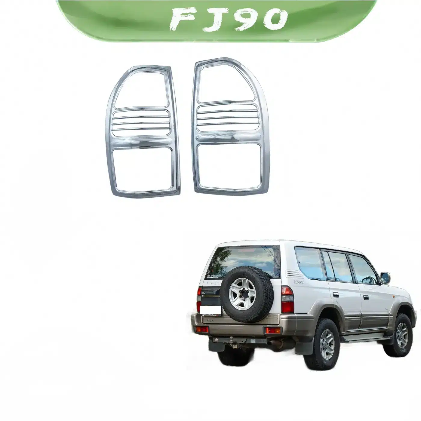 Chrome Rear Tail Light Covers Trim Kit for Toyota Land Cruiser Prado 3400 FJ90