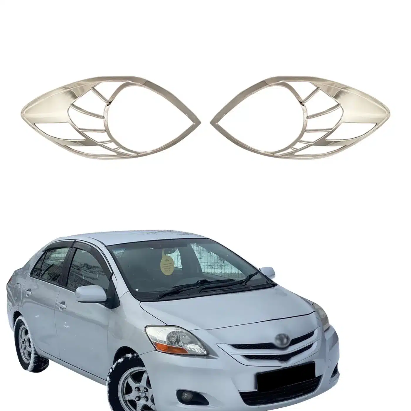Front Headlight Cover Chrome Plated Decorative Trim for Toyota Yaris 2006