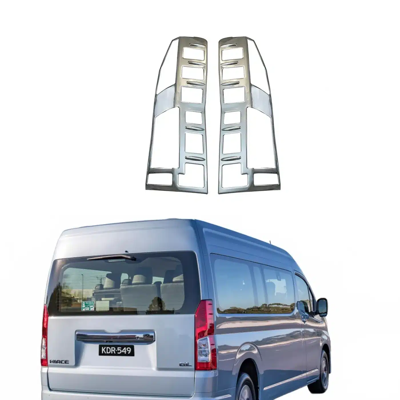 Chrome Rear Tail Light Frame Cover Trim for Toyota Hiace 300 Series 2019-2022