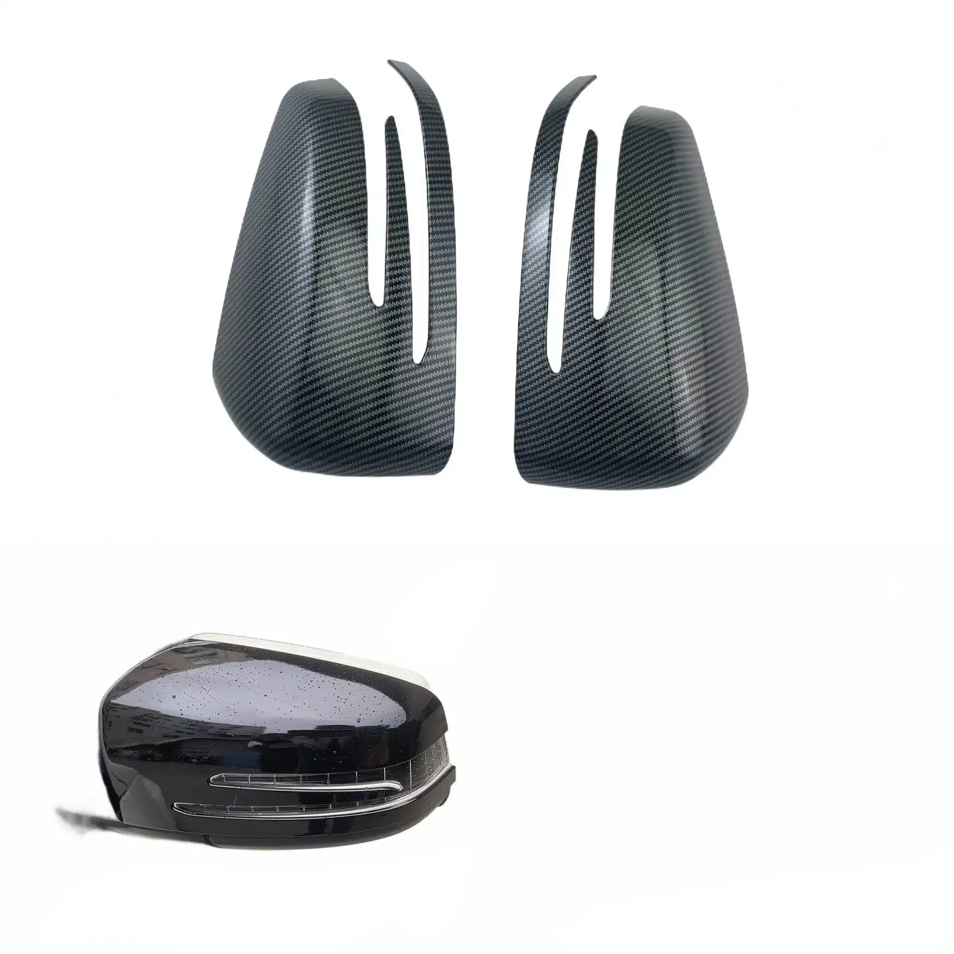 Carbon Fiber Style Side Rearview Mirror Covers Compatible with Mercedes-Benz A B C E CLA GLA GLK CLS Classes