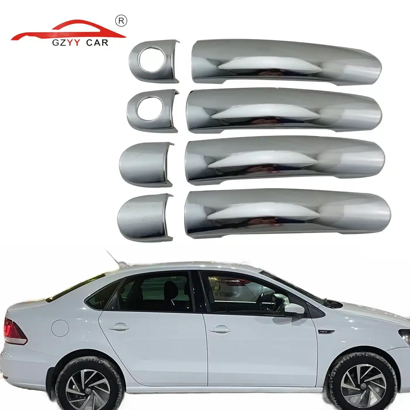 Chrome Exterior Door Handle Covers Trim for Volkswagen Polo 2010-2018 Plastic Protection Caps