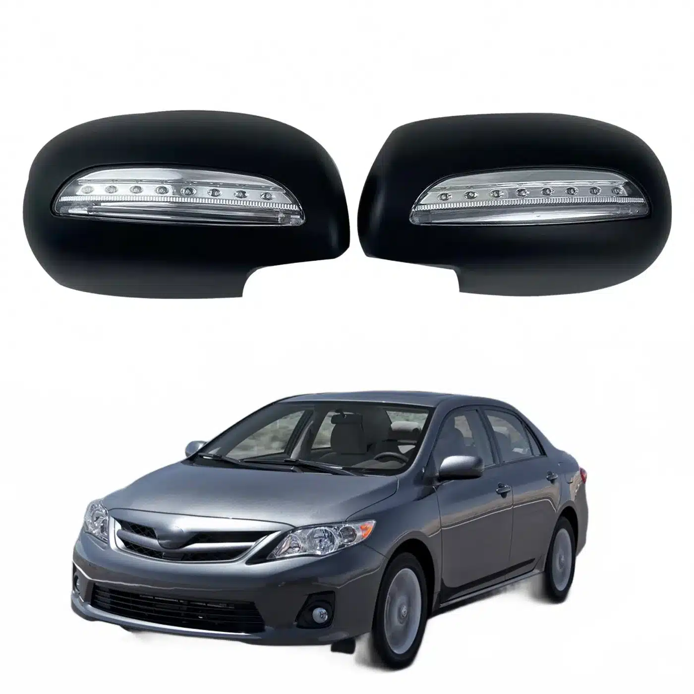 LED Wing Mirror Cover Caps with Signal Indicators for Toyota Corolla 2008-2011 Yaris