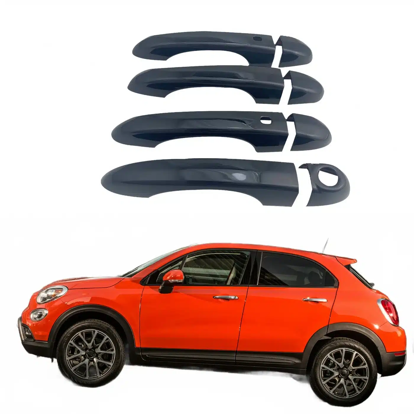 Exterior Door Handle Cover Trim Kit Compatible with Fiat 500X 2016-2023 Chrome Style Decoration