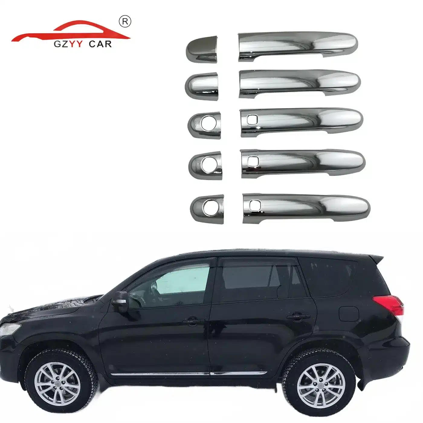 Chrome Exterior Door Handle Cover Trim for Toyota Vanguard 2010 High-Gloss Chrome Finish Protective Guard