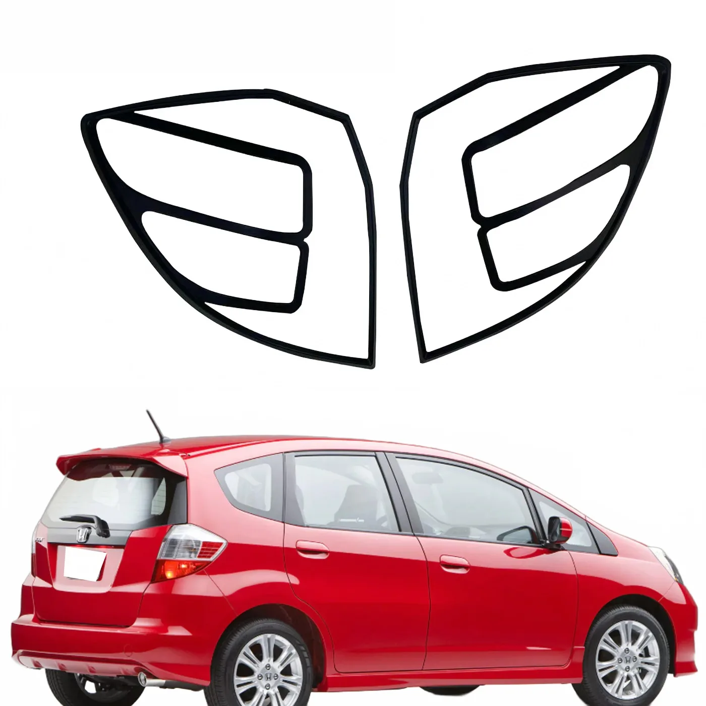Rear Tail Light Guard Garnish Trim for 2008 Honda Fit Jazz, Matte Black ABS Exterior Cover Decorations