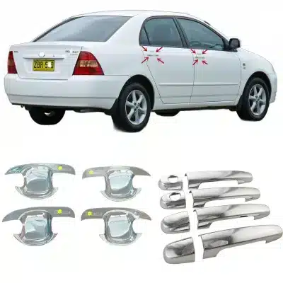 Chrome Exterior Door Handle Cover and Bowl Trim for Toyota Corolla 2001-2007 Sets Chrome Exterior Door Handle Cover and Bowl Trim for Toyota Corolla 2001-2007 Sets