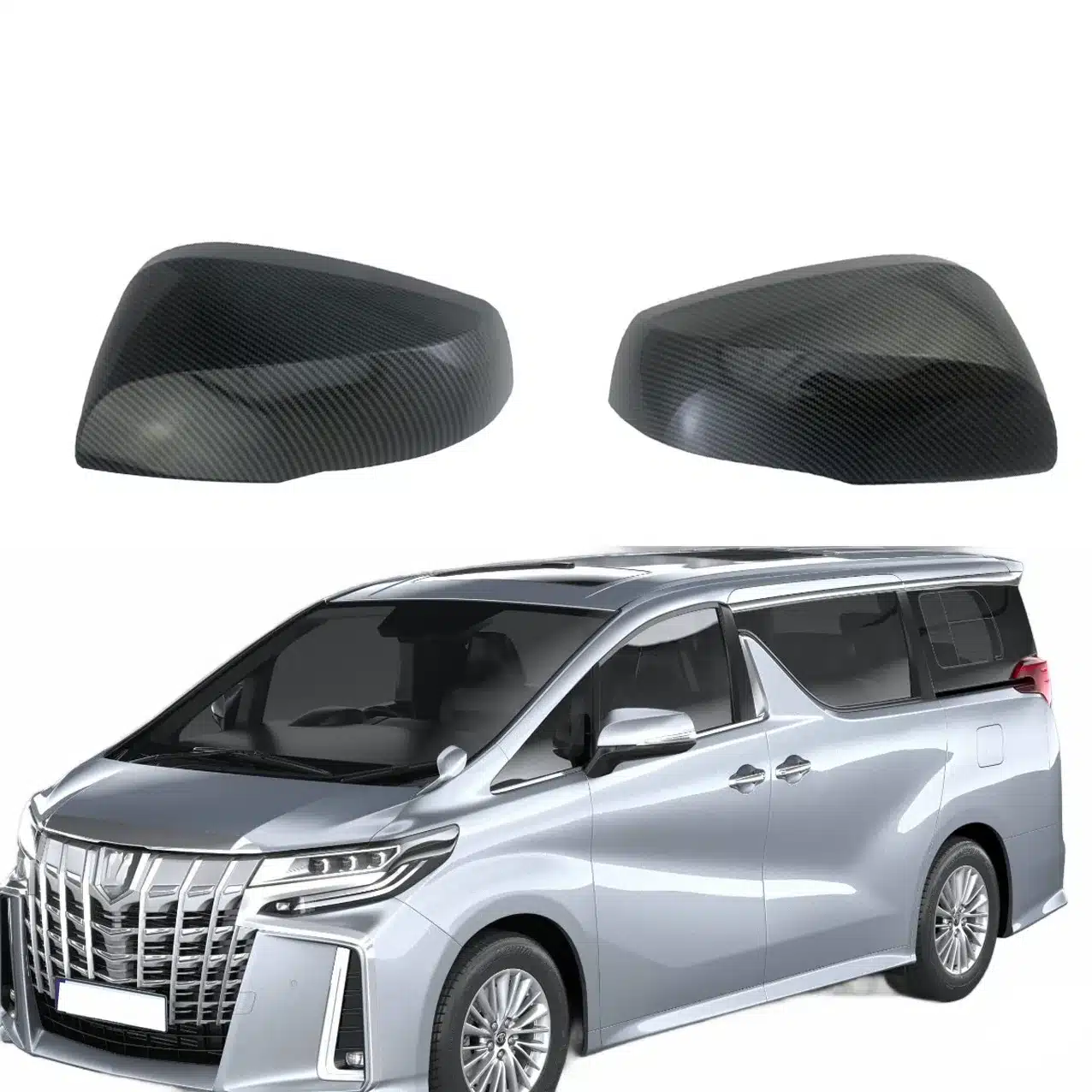 Carbon Fiber Texture Rearview Mirror Covers for Toyota Alphard 30 Series 2015-2023 Side Mirror Housing Caps