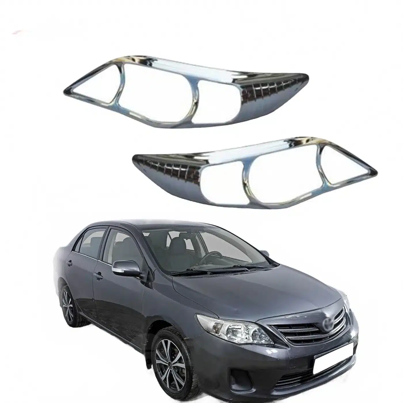 Front Headlight Cover Chrome Trim Bezel Set for Toyota Corolla 2011 ABS Electroplated Outer Lamp Accents