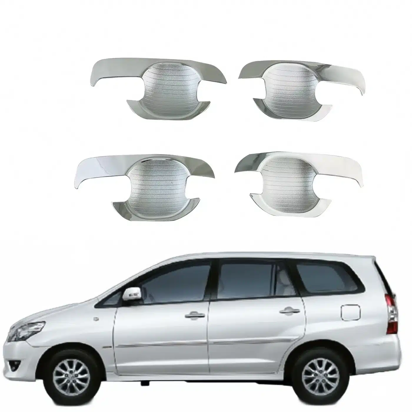 Chrome Plated ABS Door Handle Bowl Cover Trim for Toyota Innova 2003-2015 Outer Door Protector