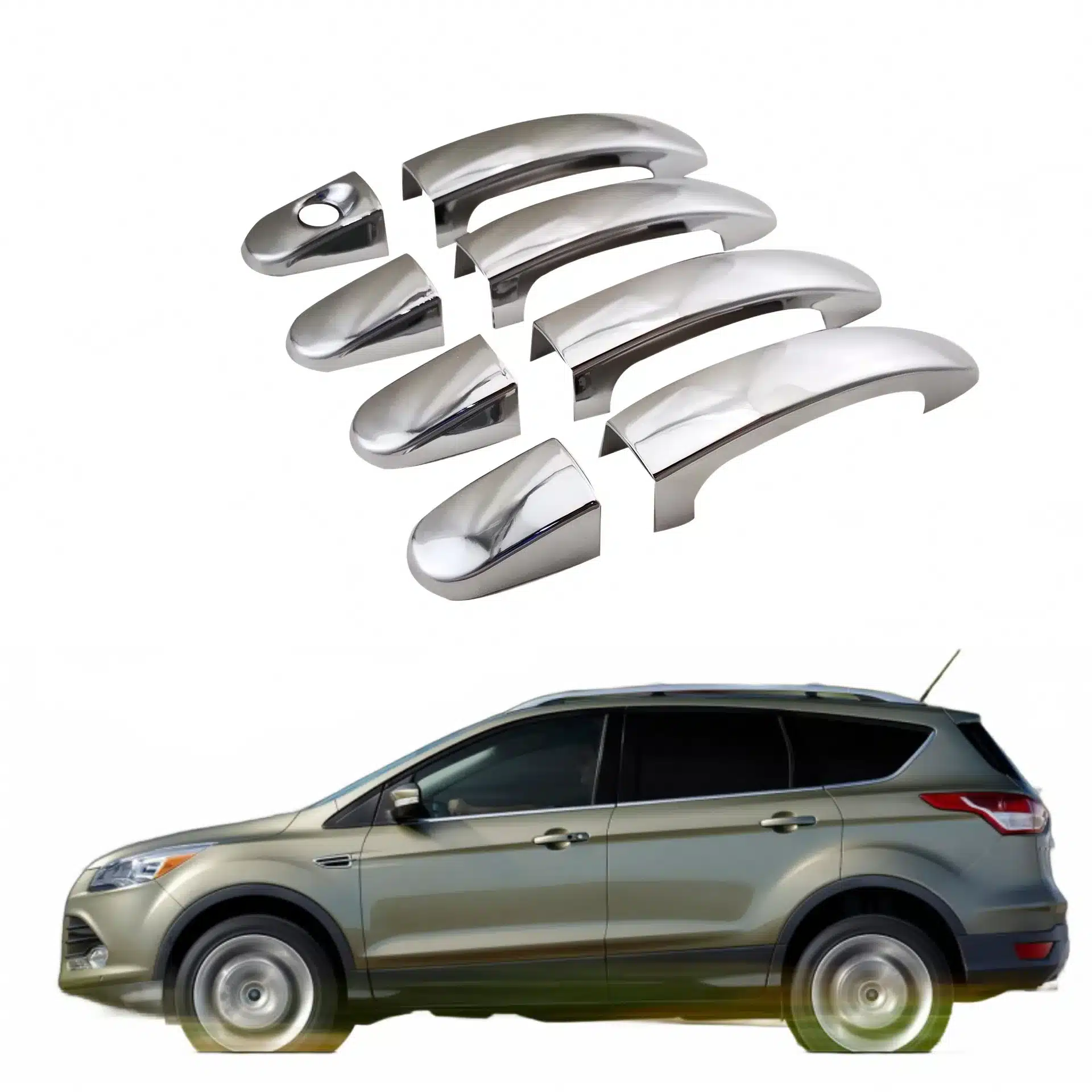 Exterior Door Handle Cover Trims for Ford Kuga/Escape, Chrome/Carbon Fiber Style Protection Decor