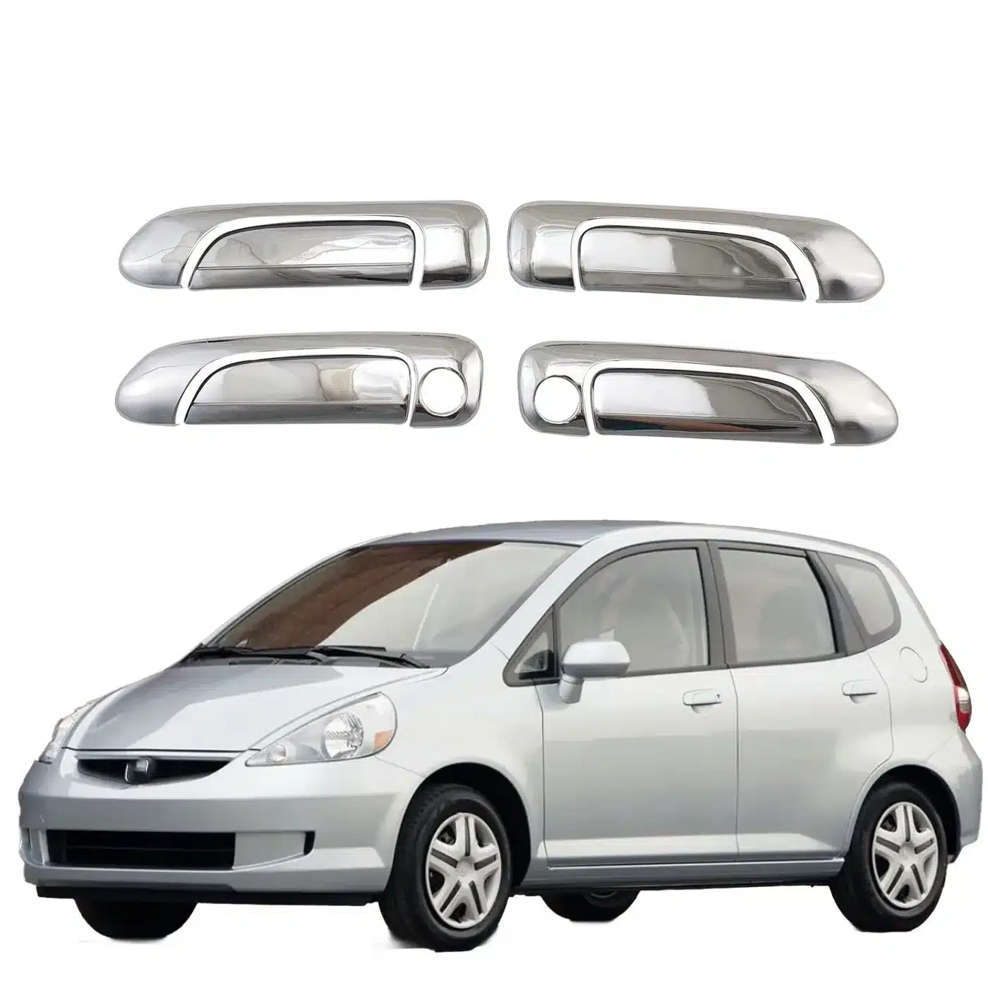 Outer Door Handle Covers for Honda Fit 2003-2006 and City, Chrome Finished ABS Protective Trim Accessories