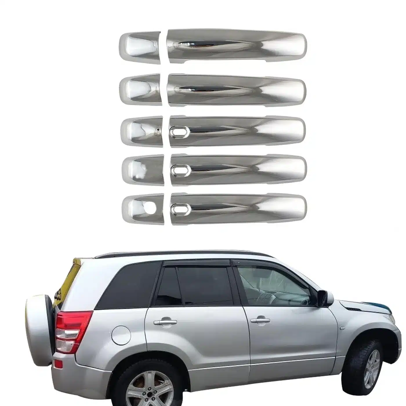 Chrome Exterior Door Handle Covers for Suzuki Vitara (2005-2015) 4-Piece Set Trim