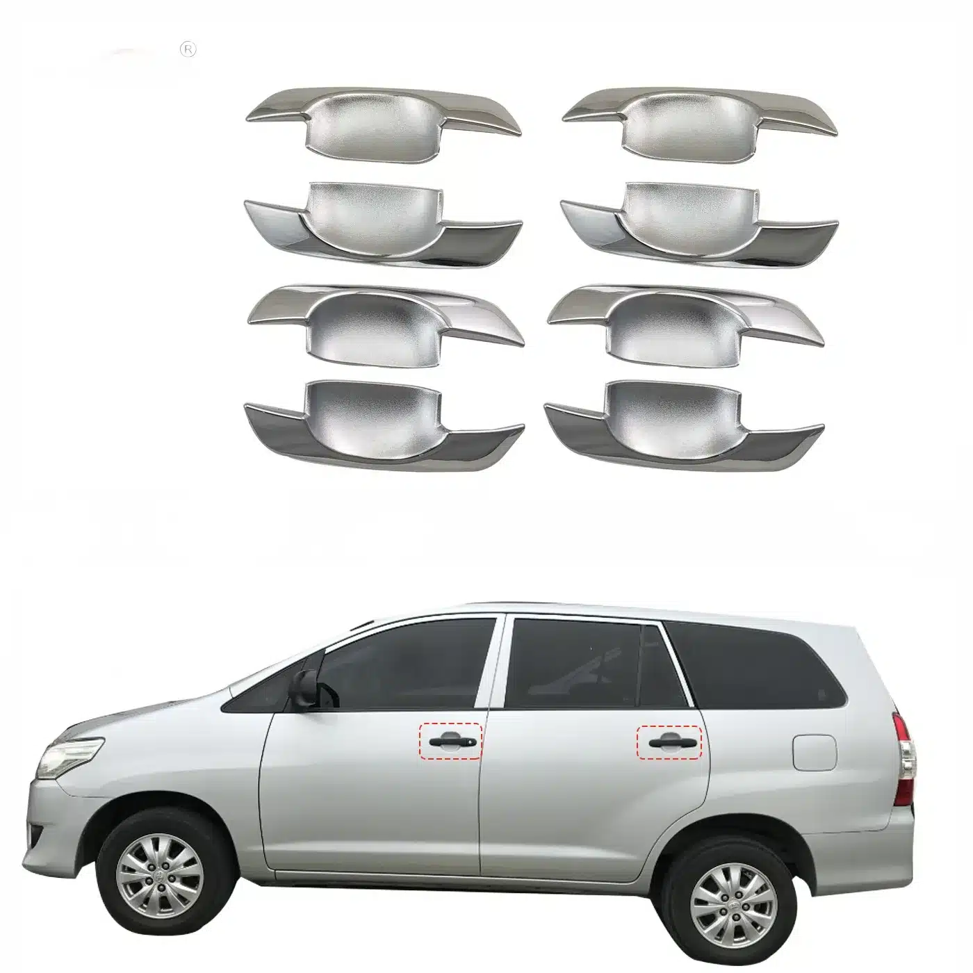 4Pcs Car Door Handle Bowl Cover Trim Chrome ABS Exterior Protector for Toyota Innova Hilux 2004-2015