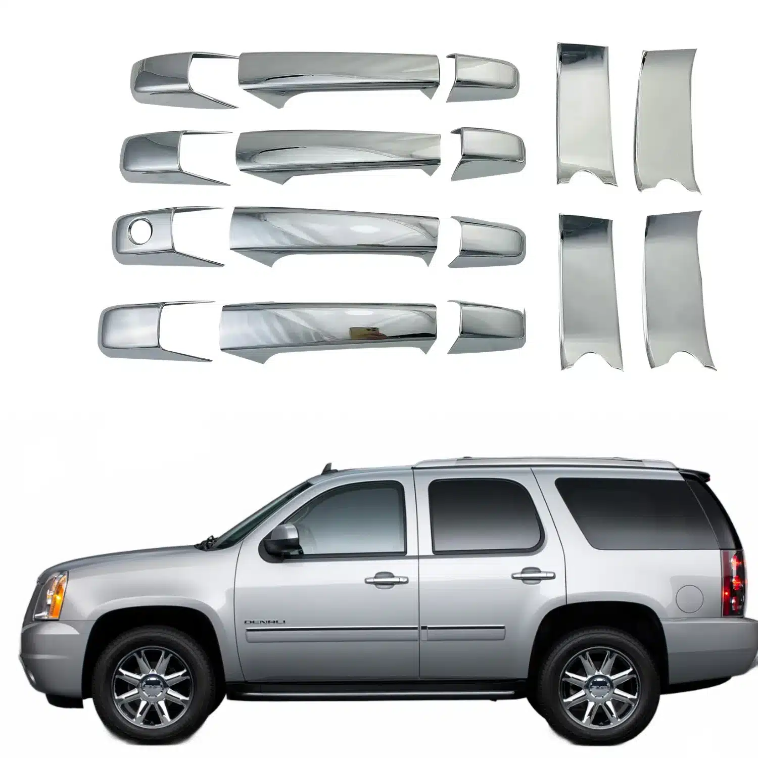 Chrome Exterior Door Handle and Bowl Covers for 2007-2013 Chevrolet Silverado Yukon GMC Sierra