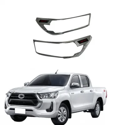 Matte Black Front Headlight Frame Cover Trim for 2021 Toyota Hilux Revo 2WD Low Configuration Matte Black Front Headlight Frame Cover Trim for 2021 Toyota Hilux Revo 2WD Low Configuration