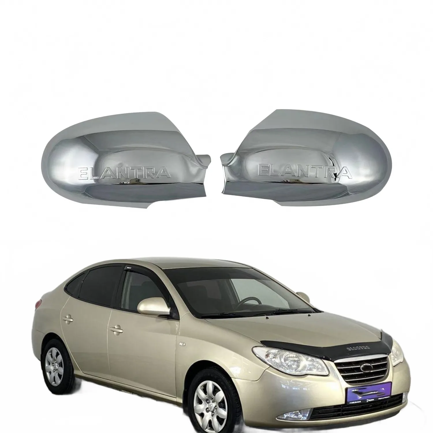 Side Mirror Cover Caps for 2008-2010 Hyundai Elantra, ABS Chrome Rearview Mirror Housing Decoration Trim