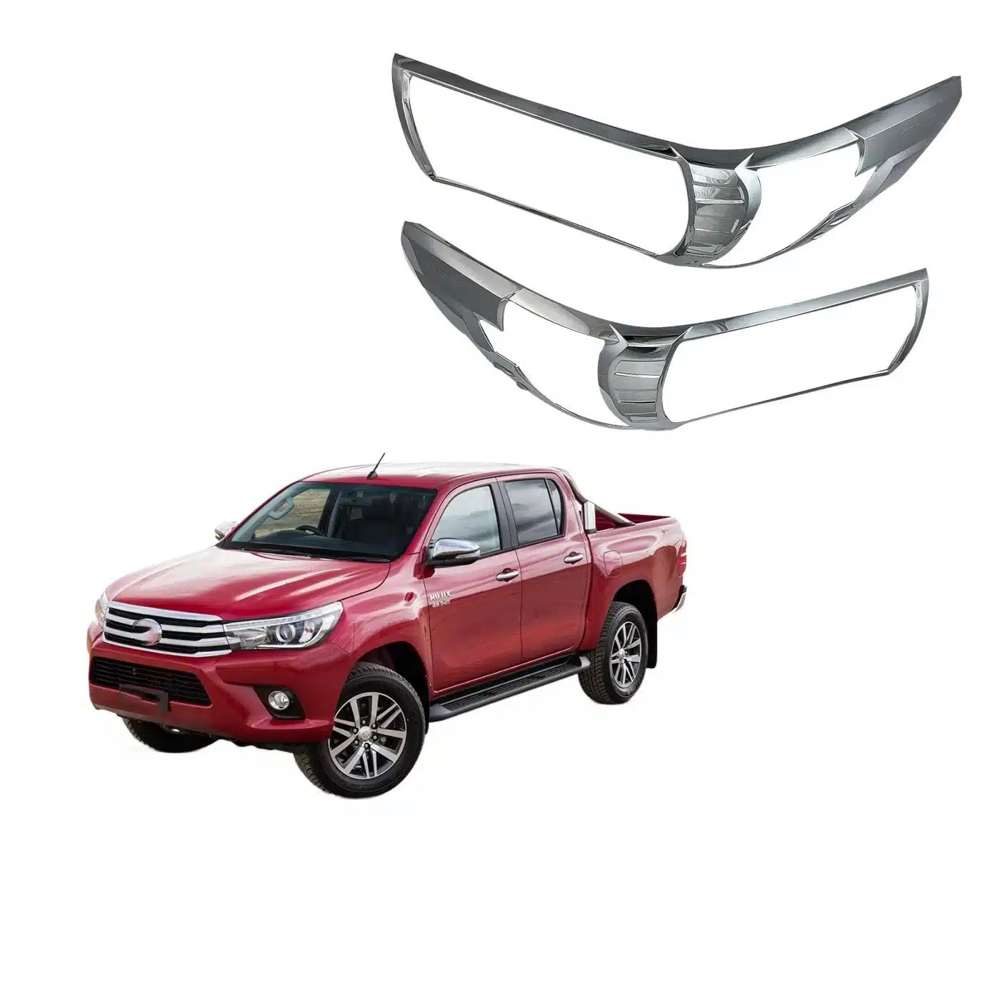 Chrome Headlight Cover Trim for Toyota Hilux Revo Rocco 2016-2019 Front Lamp Bezel Decoration
