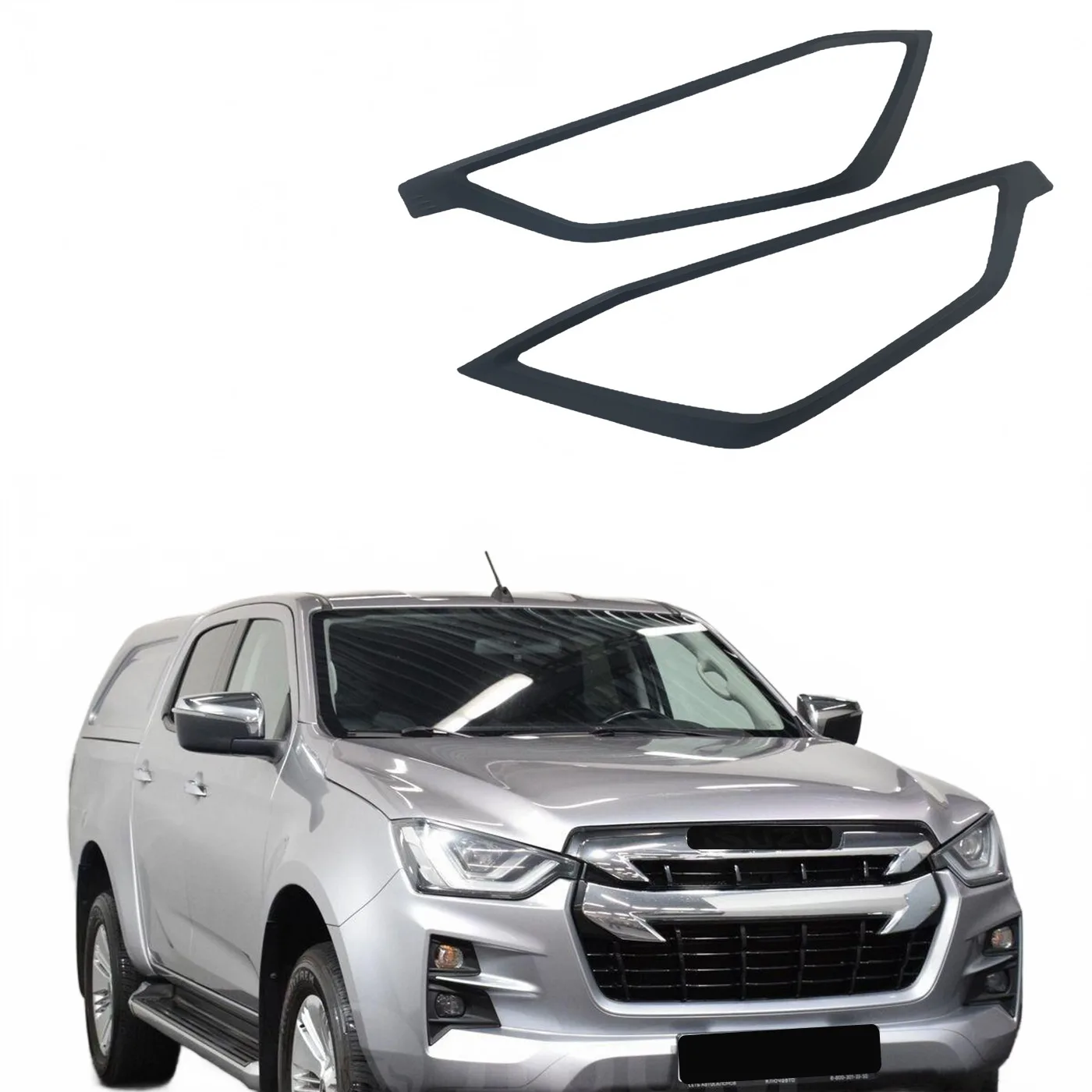 Front Headlight Cover Trim Bezels, Matte Black ABS Exterior Protectors for Isuzu D-MAX 2020-2021