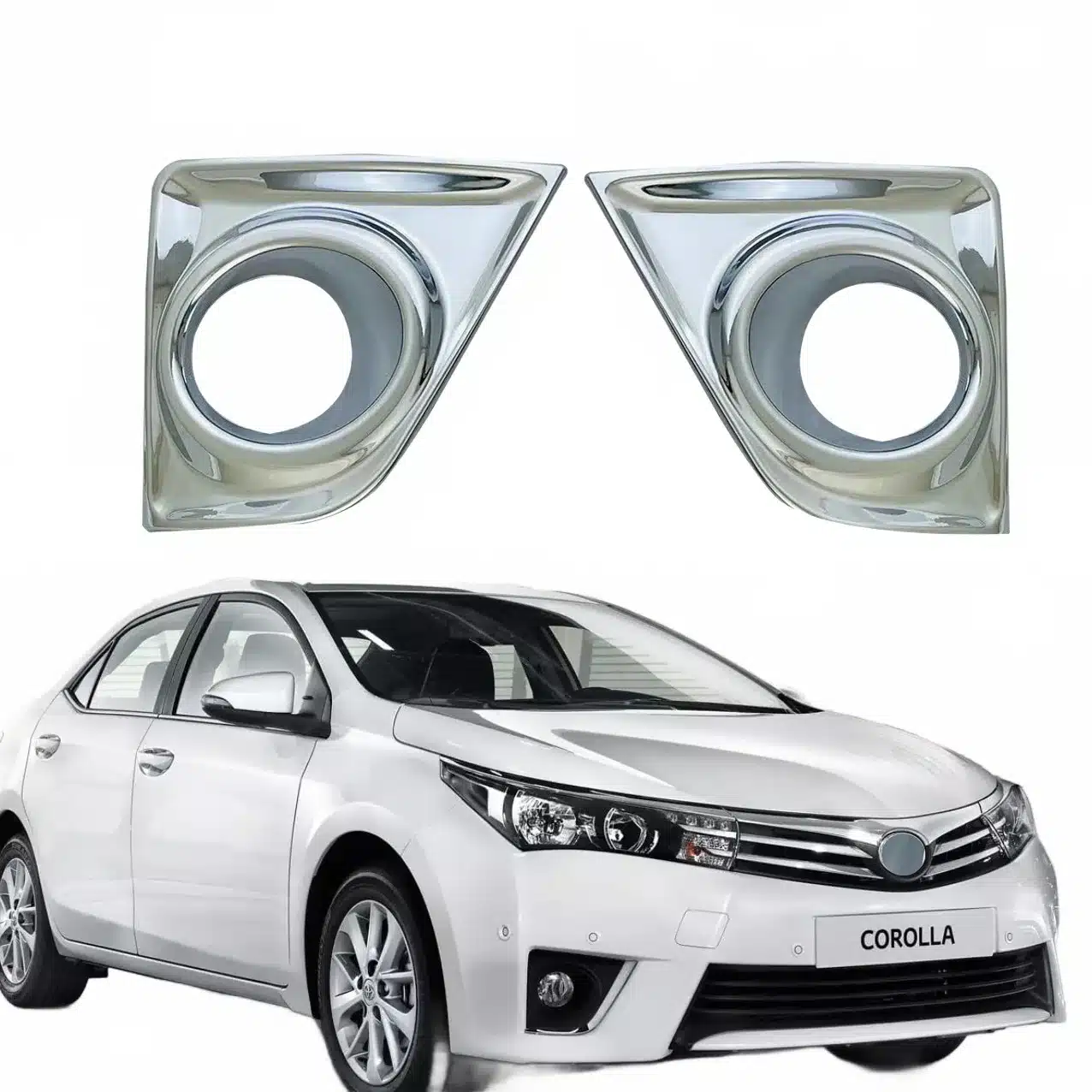 Chrome Fog Light Cover Trim for 2014 Toyota Corolla Altis Front Bumper Grille Bezel