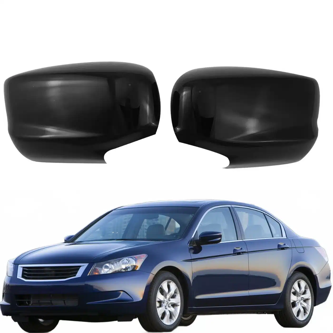 Gloss Black Rear View Mirror Cover Caps for 2008-2012 Honda Accord 8th Gen, ABS Side Mirror Shell Housing