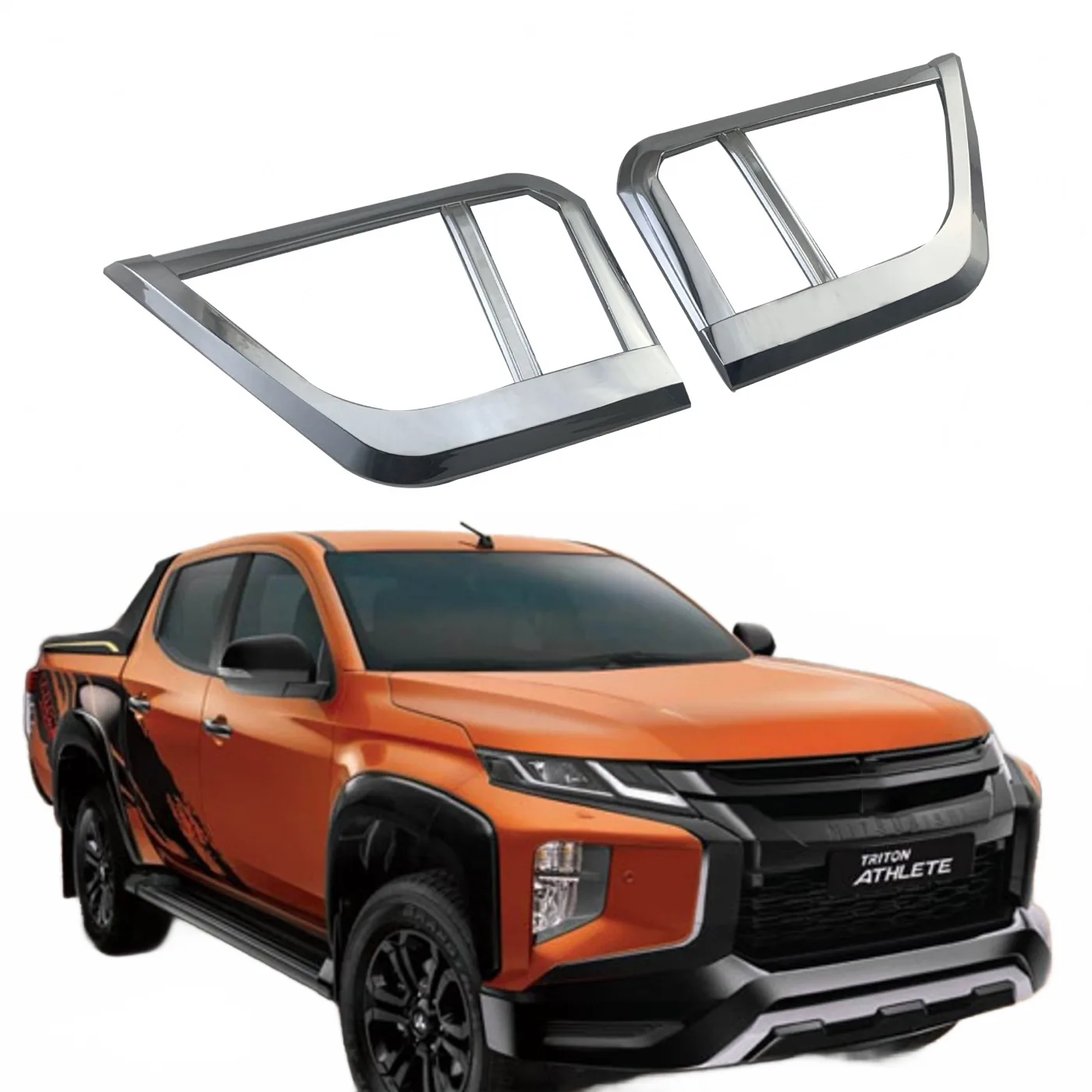 Chrome Fog Light Cover Trim for 2019-2023 Mitsubishi Triton L200 Front Bumper Fog Lamp Bezels