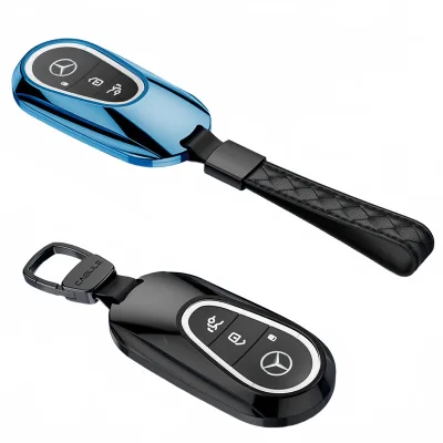 Zinc Alloy and Leather Car Key Fob Cover Case Protector with Keychain for Mercedes-Benz C-Class S-Class Zinc Alloy and Leather Car Key Fob Cover Case Protector with Keychain for Mercedes-Benz C-Class S-Class