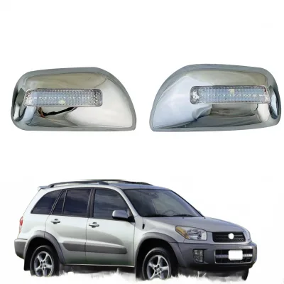 LED Wing Mirror Cover for Toyota RAV4 2001-2004, Chrome Rear View Mirror Housing with Signal Light, LH+RH Side LED Wing Mirror Cover for Toyota RAV4 2001-2004, Chrome Rear View Mirror Housing with Signal Light, LH+RH Side
