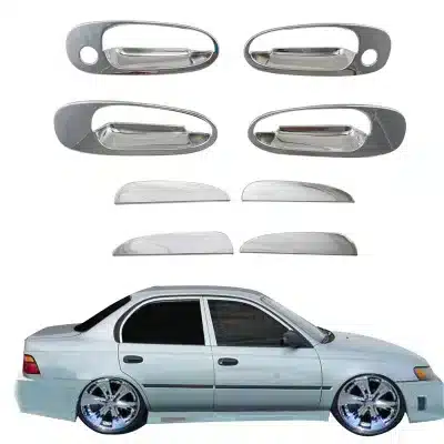 Chrome Exterior Door Handle and Bowl Cover Trim Set for 1996 Corolla AE100 AE110 Chrome Exterior Door Handle and Bowl Cover Trim Set for 1996 Corolla AE100 AE110