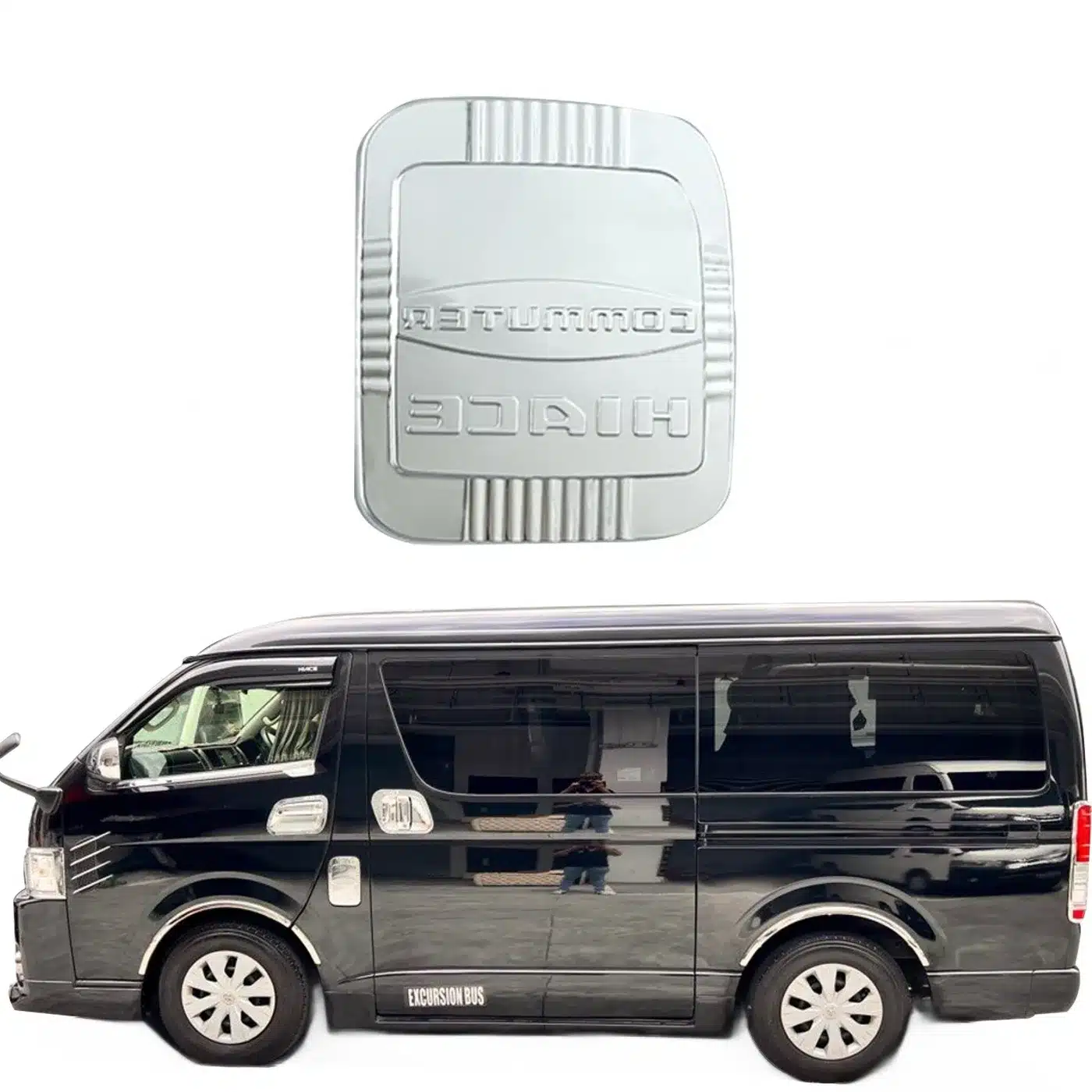 Matte Black Fuel Tank Cover Trim Protection for Toyota Hiace 200 Series 2006-2018