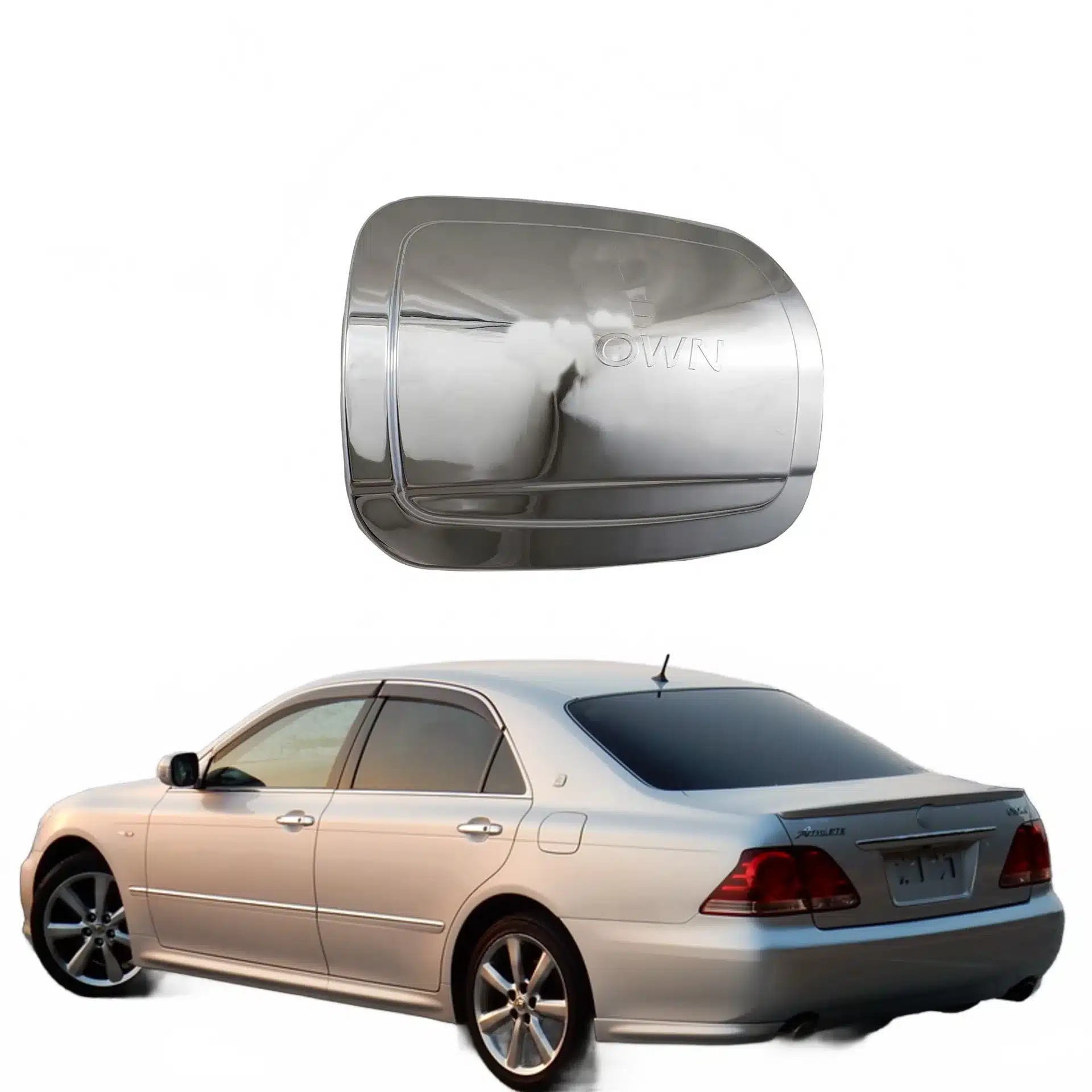 Chrome Exterior Gas Tank Cover Trim for Toyota Crown 2003-2007 12th Gen Body Decoration