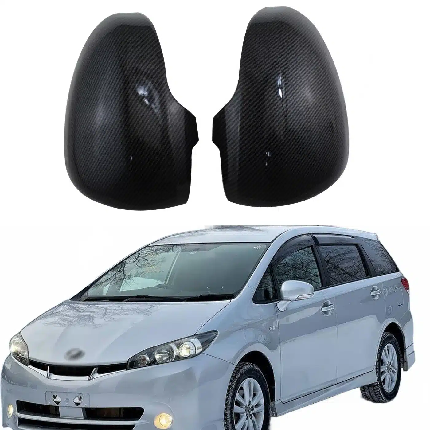 Carbon Fiber Style Side Rearview Mirror Covers Set for Mark X and Perodua Myvi