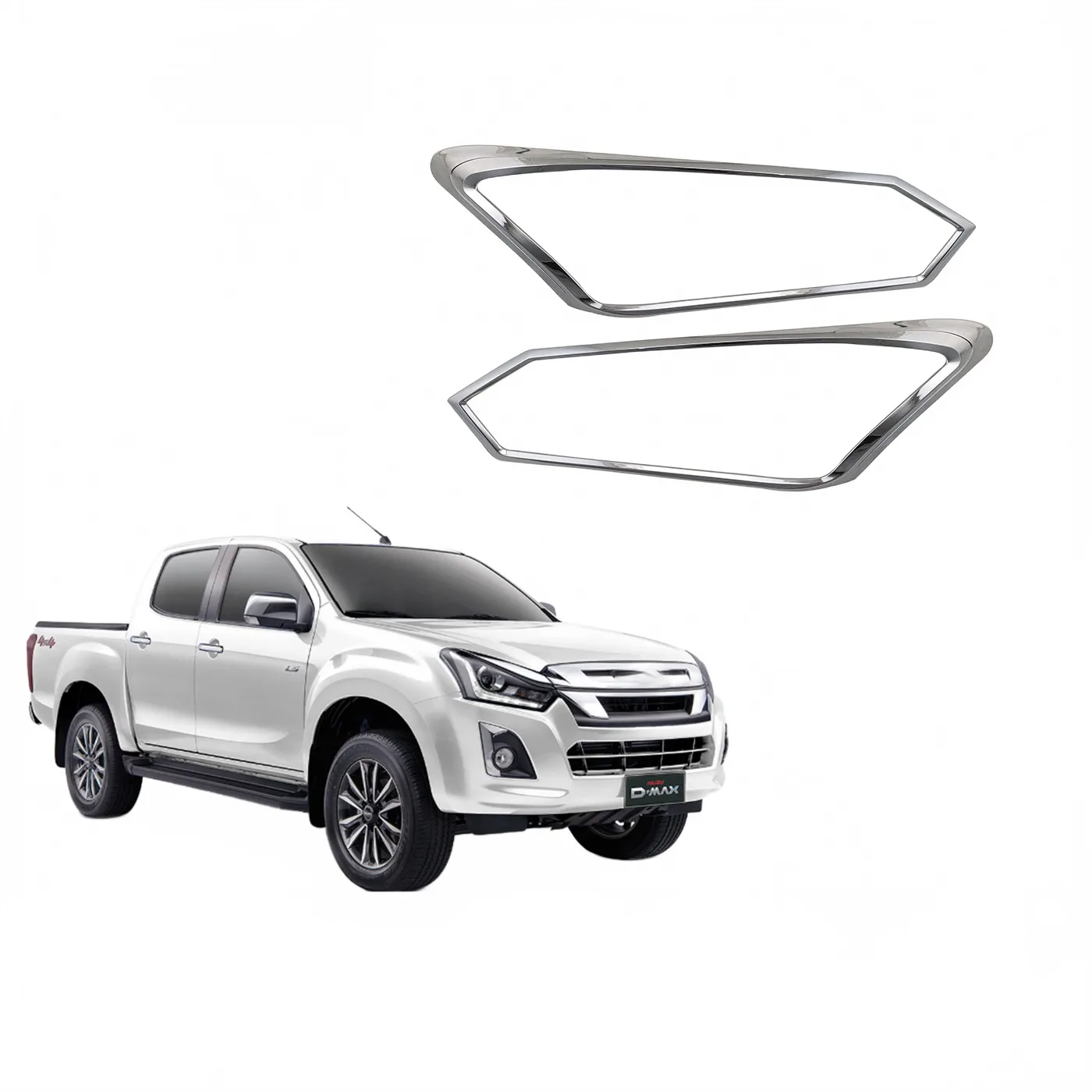 Front Headlight Cover Trim Chrome Plated ABS Exterior Accents for Isuzu D-MAX 2015-2019