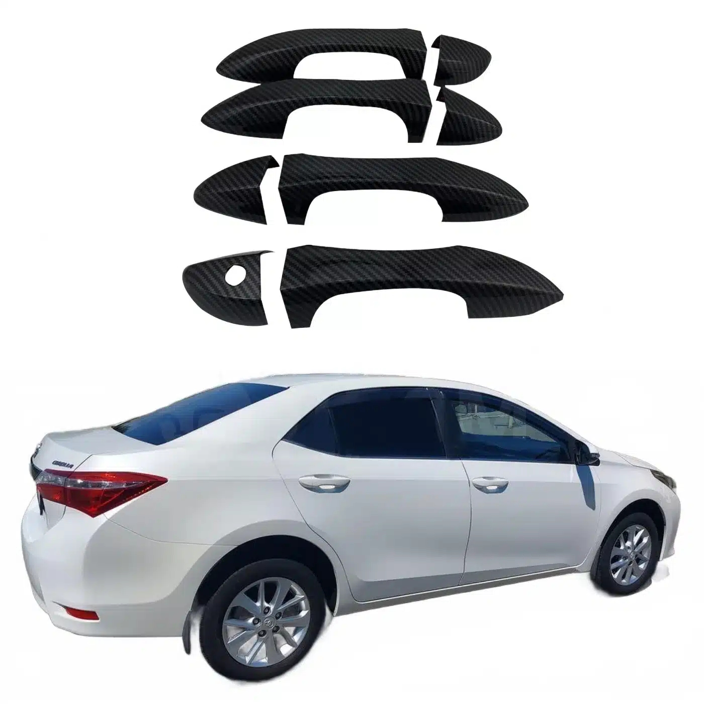 Carbon Fiber Texture Exterior Door Handle Cover Trim Set for Toyota Corolla 2014
