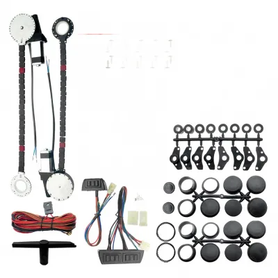 Universal 12V 2-Door Electric Power Window Roll Up Conversion Kit with 3 Switches and Wiring Harness Universal 12V 2-Door Electric Power Window Roll Up Conversion Kit with 3 Switches and Wiring Harness