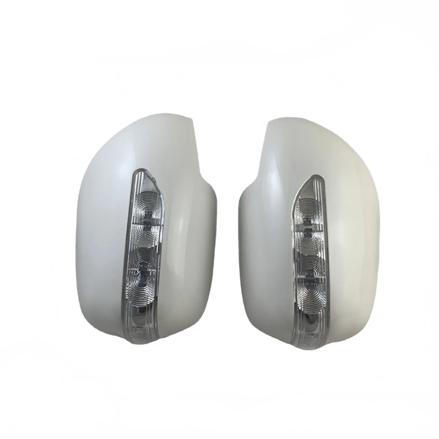 LED Wing Mirror Cover Caps Replacement in Pearl White and Chrome for Toyota Land Cruiser Prado FJ120 2009