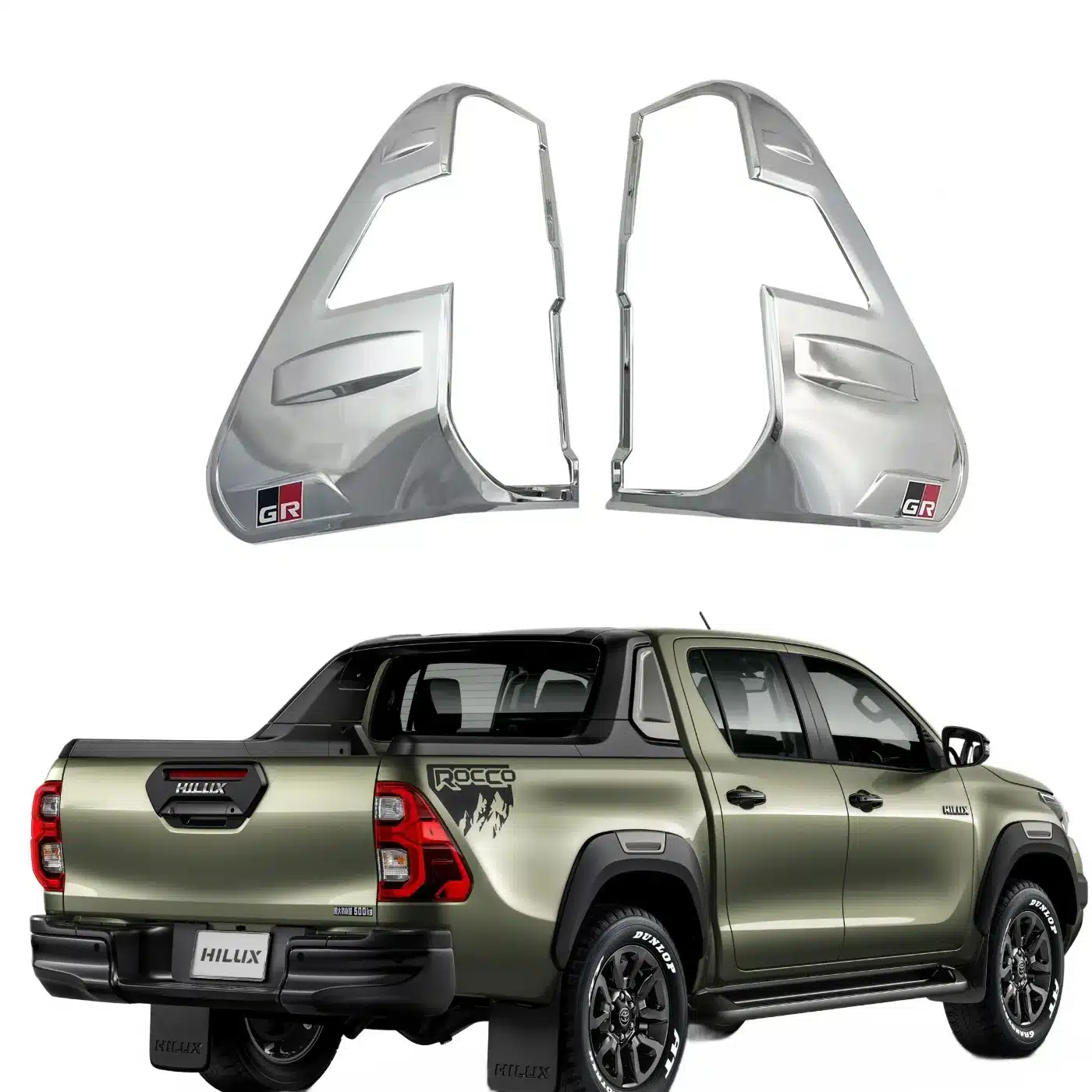 Rear Tail Light Covers Guards for Toyota Hilux Revo 2021-2025 Matte Black Exterior Accents