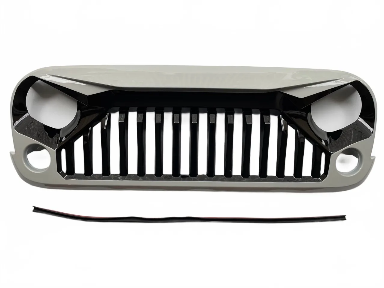 Angry Eye Front Grille Matte White & Gloss Black Two-Tone for 2007-2017 Jeep Wrangler JK JKU