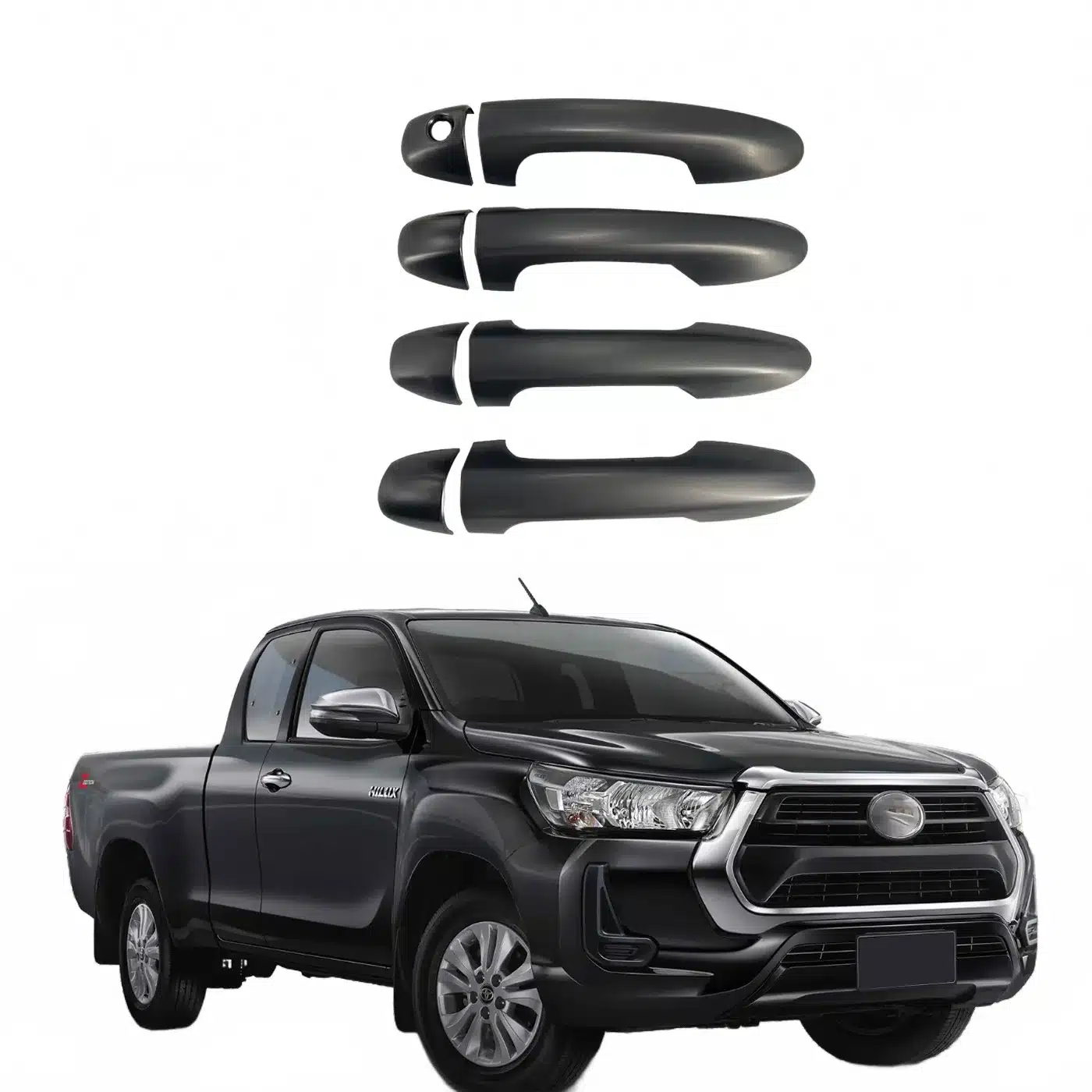 Matte Black Door Handle Cover Set for Toyota Hilux REVO 2016-2022 Exterior Trim Protection