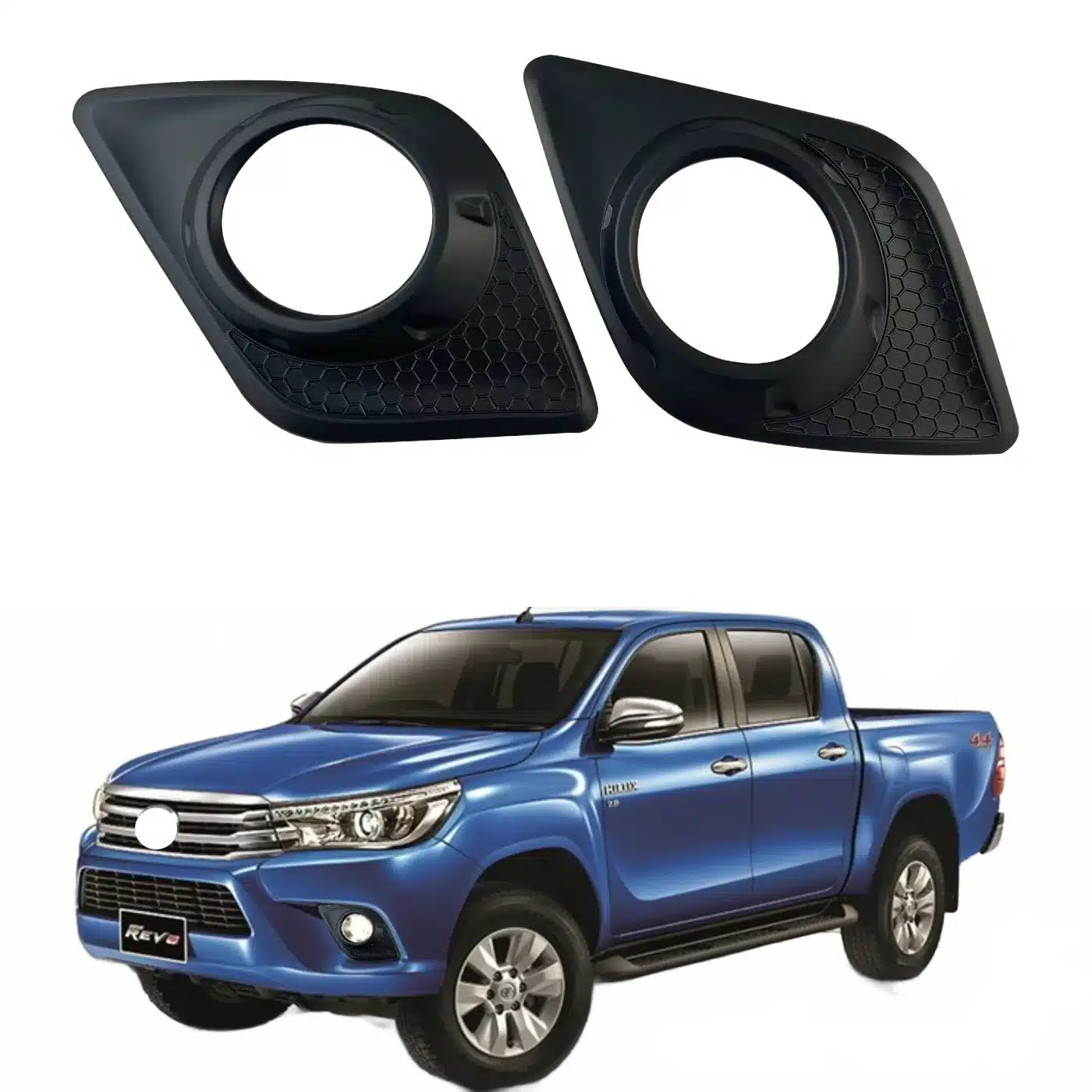 Front Bumper Fog Light Cover Grille Bezel Compatible with Toyota Hilux Revo 2015-2018