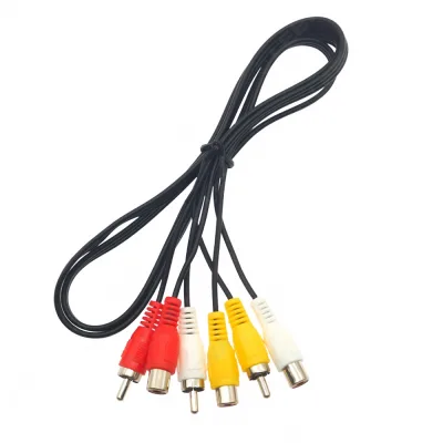 1 Meter 3-RCA Male to 3-RCA Female Extension Cable, AV Audio Video Stereo Connector Cord for Car Entertainment System