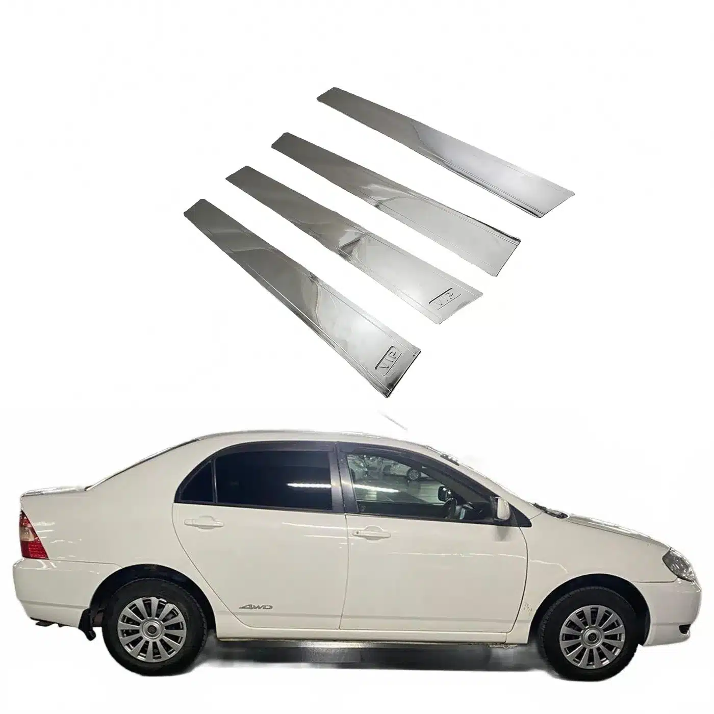 Chrome Exterior B-Pillar Window Trim Cover Accents for Toyota Corolla 2001-2007